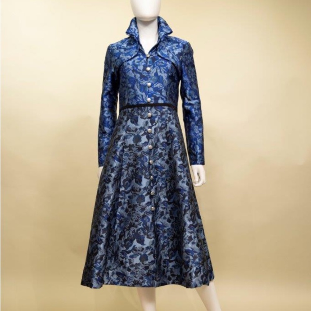Blue designer coat dress